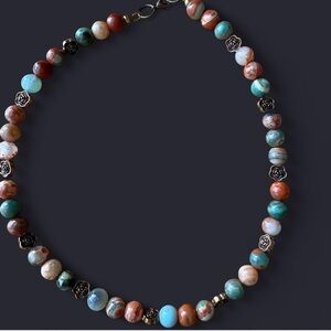 Multicolor Beaded Necklace with Floral Accents